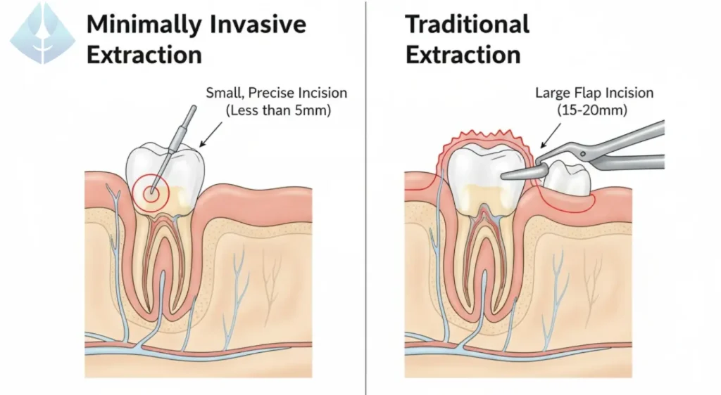A diagram showing the benefits of modern tooth extraction techniques at our Westfield, NJ clinic.