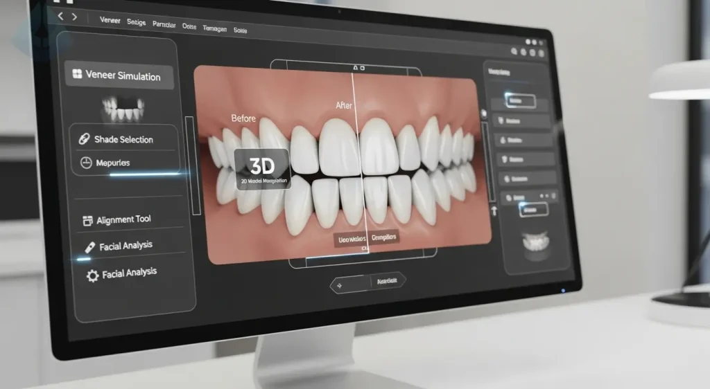 Advanced digital smile design software used for planning porcelain veneers at Smile Design NJ