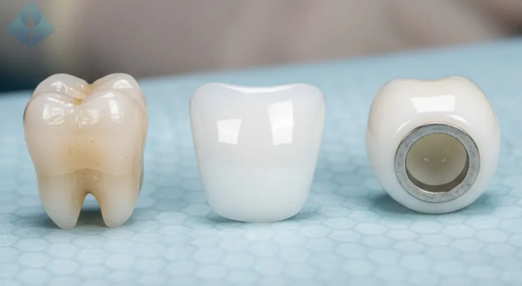  A visual comparison of a porcelain veneer and a dental crown