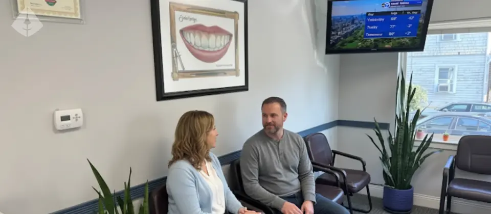 The welcoming and luxurious patient lounge at Smile Design NJ, a premier center for cosmetic dentistry in Westfield, NJ.