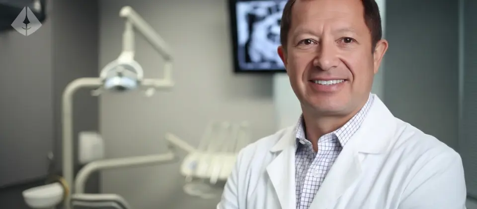 Dr Aristo Carranza, a Digital Smile Design Master dentist in Westfield NJ, standing in his modern clinic.