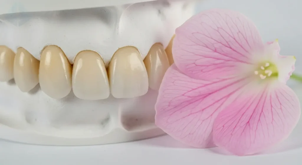 High-quality porcelain veneers showing natural texture for a custom smile makeover.