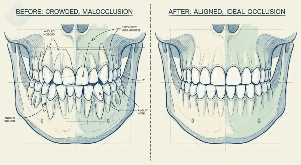 Comparison of crowded teeth vs straight teeth achieved by preventive wisdom teeth removal