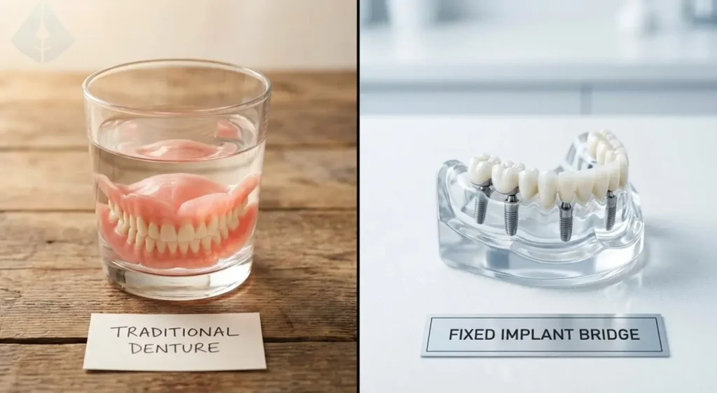 Comparison between traditional dentures and Full Mouth Dental Implants