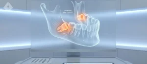 3D diagram showing how preventive wisdom teeth removal stops dental crowding